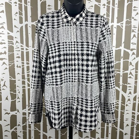 H&M Tops - Richard Allen X H&M Houndstooth Plaid Button Front Shirt 2